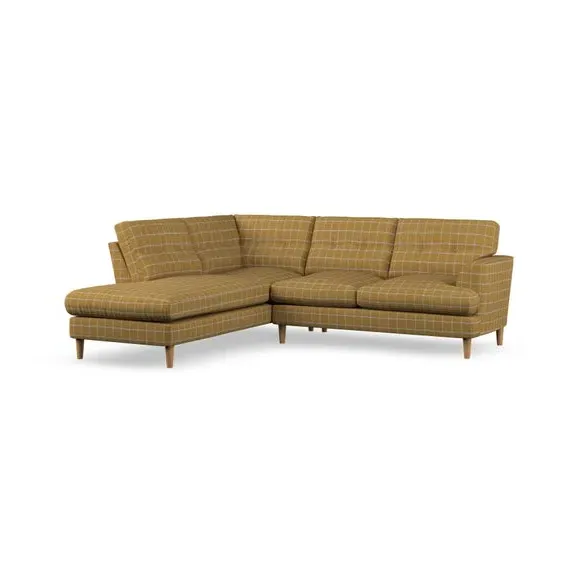 4-Seater Corner Chaise Sofa - Ochre, Velvet