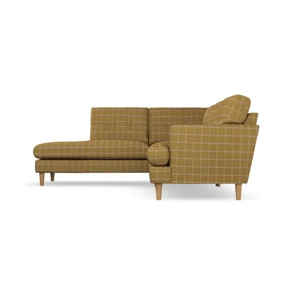 4-Seater Corner Chaise Sofa - Ochre, Velvet