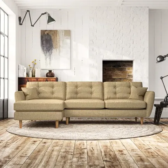 4-Seater Corner Chaise Sofa - Ochre, Weave