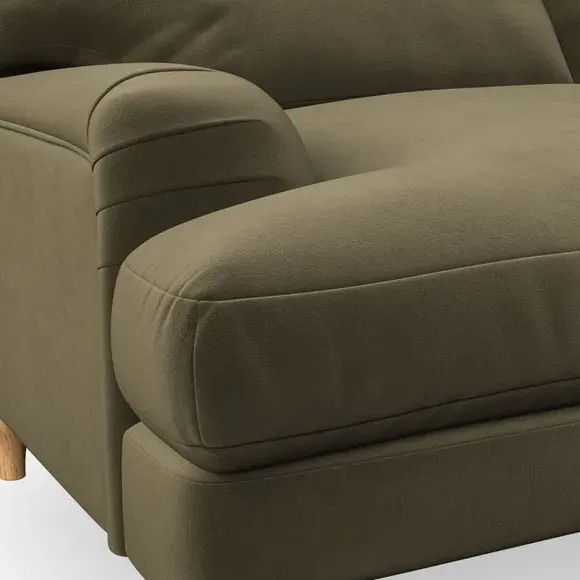 4-Seater Corner Chaise Sofa - Olive, Velvet