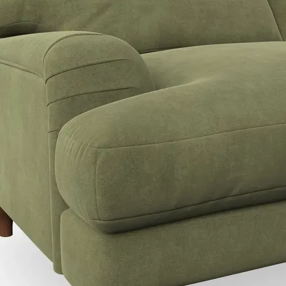4-Seater Corner Chaise Sofa - Olive, Velvet