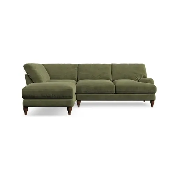 4-Seater Corner Chaise Sofa - Olive, Velvet