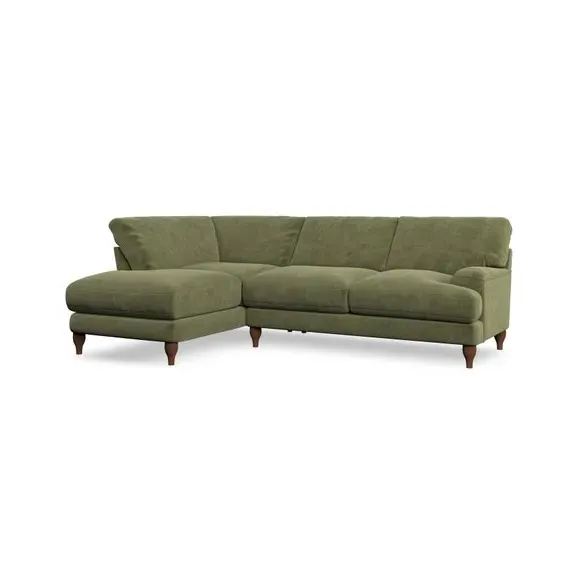 4-Seater Corner Chaise Sofa - Olive, Velvet