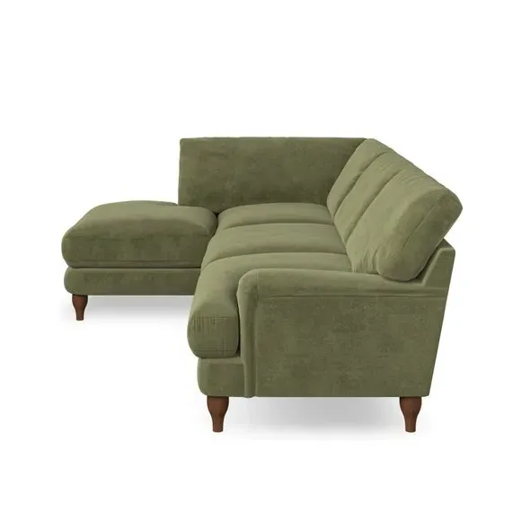 4-Seater Corner Chaise Sofa - Olive, Velvet