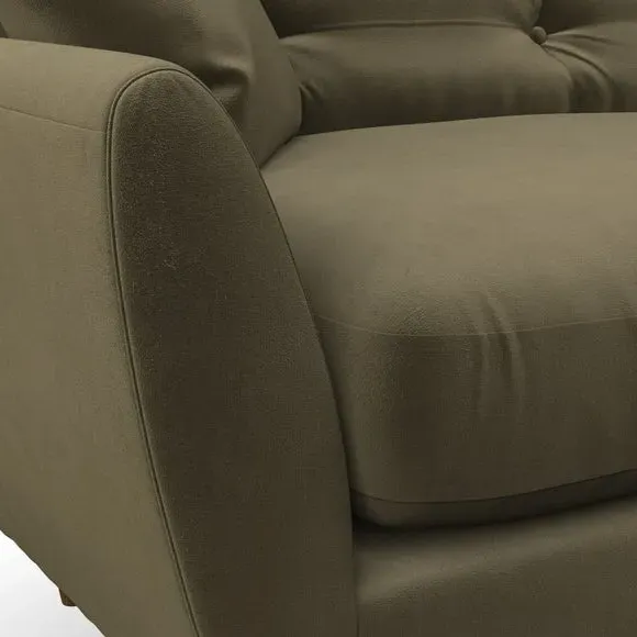 4-Seater Corner Chaise Sofa - Olive, Velvet