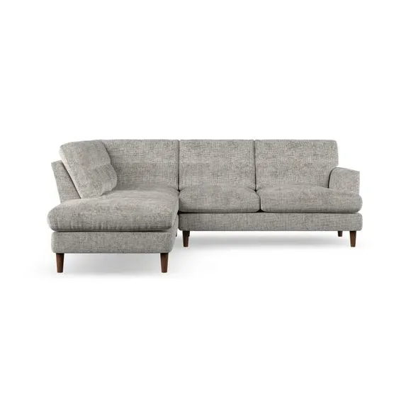 4-Seater Corner Chaise Sofa - Silver, Chenille