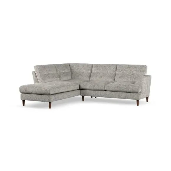 4-Seater Corner Chaise Sofa - Silver, Chenille