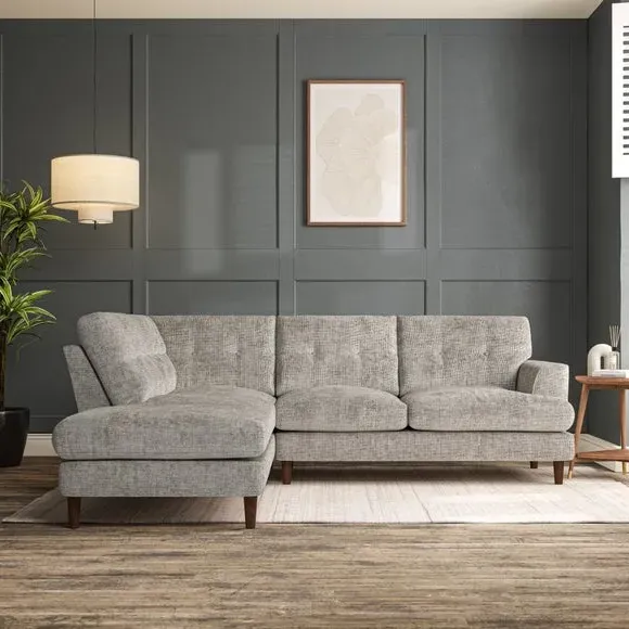 4-Seater Corner Chaise Sofa - Silver, Chenille