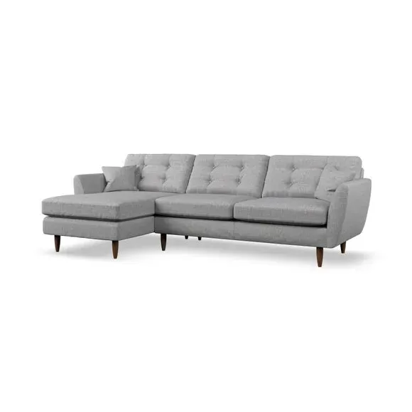 4-Seater Corner Chaise Sofa - Silver, Weave