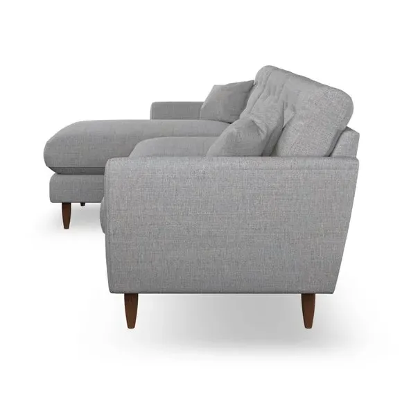 4-Seater Corner Chaise Sofa - Silver, Weave