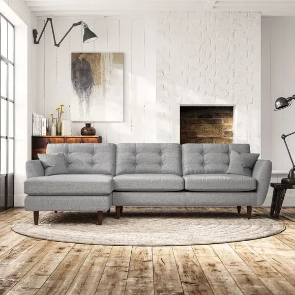 4-Seater Corner Chaise Sofa - Silver, Weave