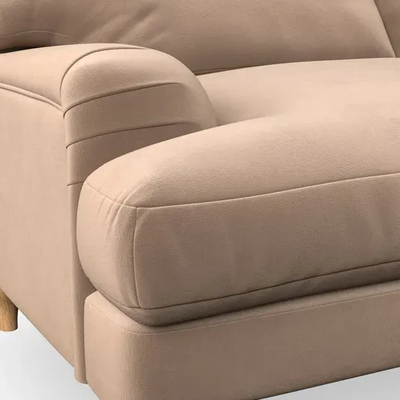 4-Seater Corner Chaise Sofa - Taupe, Velvet