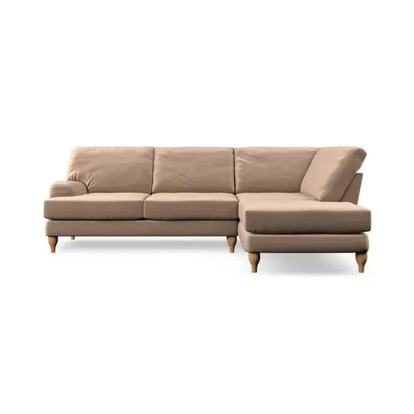 4-Seater Corner Chaise Sofa - Taupe, Velvet
