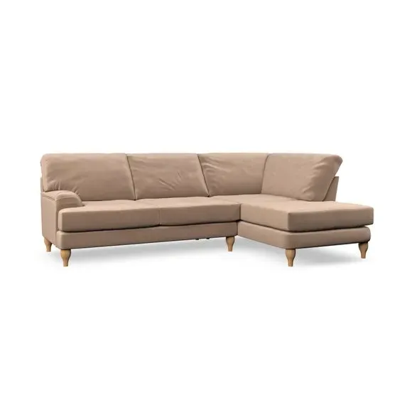 4-Seater Corner Chaise Sofa - Taupe, Velvet