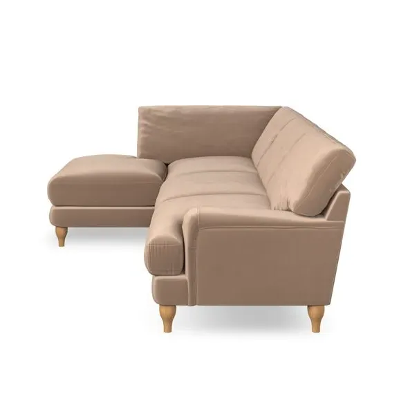 4-Seater Corner Chaise Sofa - Taupe, Velvet