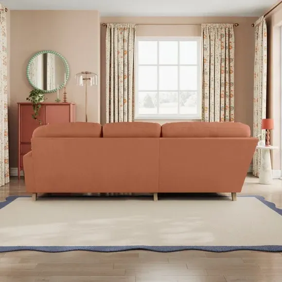 4-Seater Corner Sofa - Apricot, Velvet