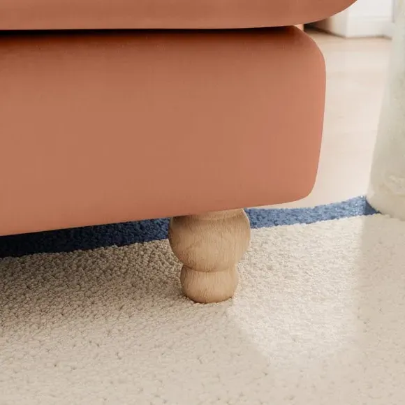 4-Seater Corner Sofa - Apricot, Velvet