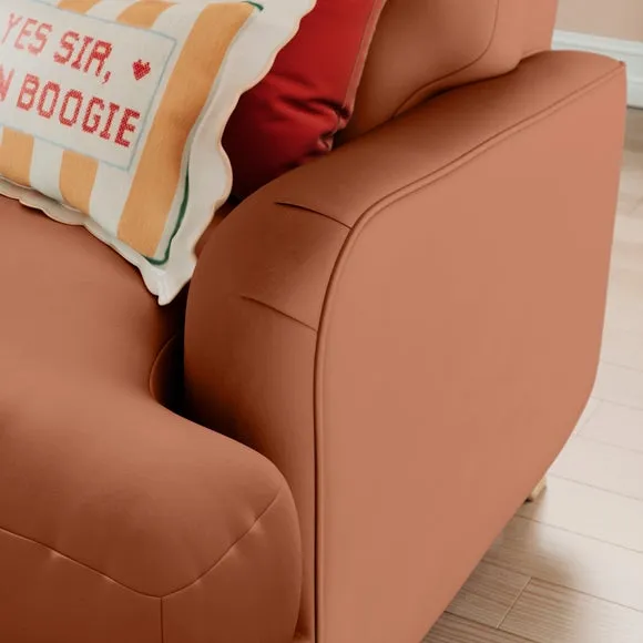 4-Seater Corner Sofa - Apricot, Velvet