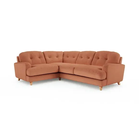 4-Seater Corner Sofa - Apricot, Velvet