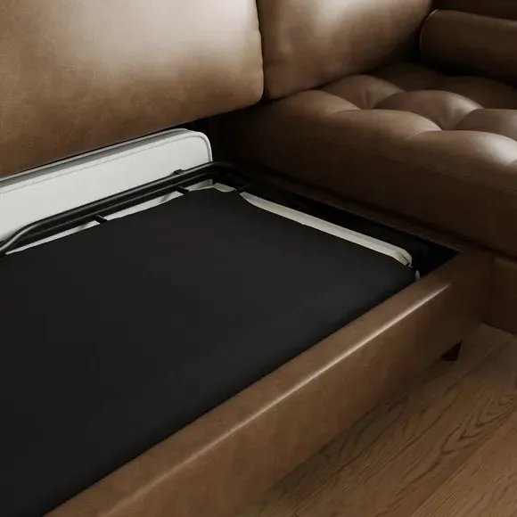 4-Seater Corner Sofa Bed - Mocha, Faux Leather