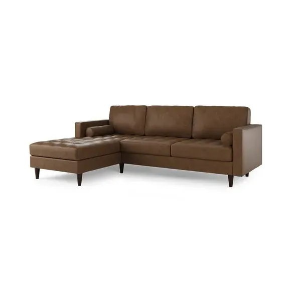 4-Seater Corner Sofa Bed - Mocha, Faux Leather