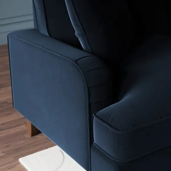 4-Seater Corner Sofa Bed with Chaise - Navy, Velvet