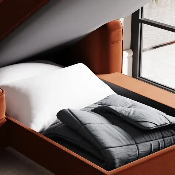 4-Seater Corner Sofa Bed with Chaise - Orange, Velvet