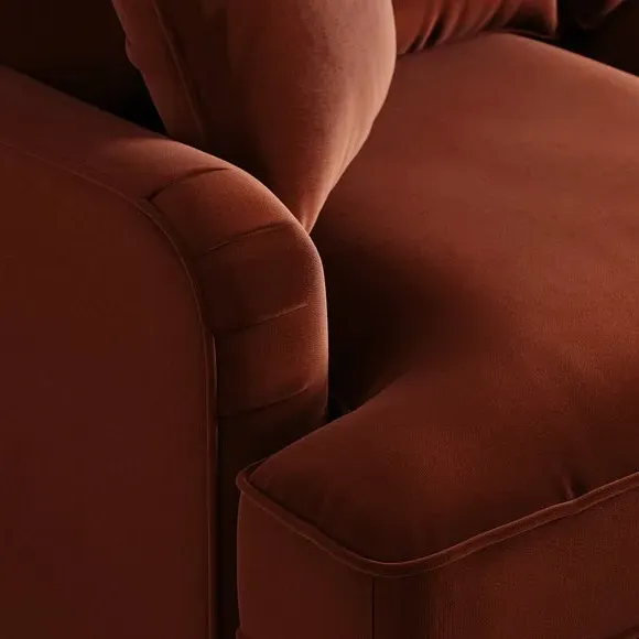 4-Seater Corner Sofa Bed with Chaise - Orange, Velvet
