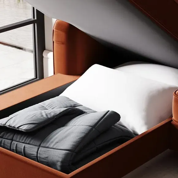 4-Seater Corner Sofa Bed with Chaise - Orange, Velvet