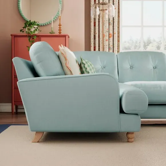 4-Seater Corner Sofa - Blue, Velvet