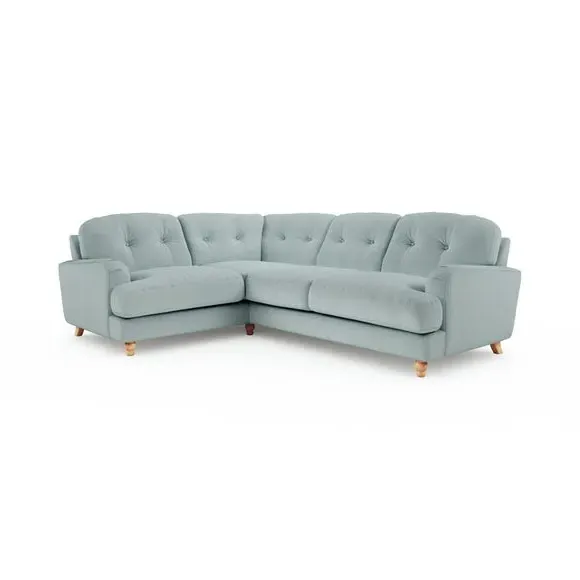 4-Seater Corner Sofa - Blue, Velvet