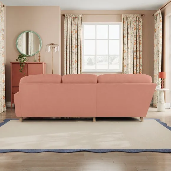 4-Seater Corner Sofa - Coral, Velvet