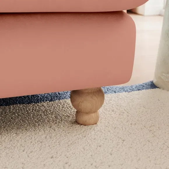 4-Seater Corner Sofa - Coral, Velvet