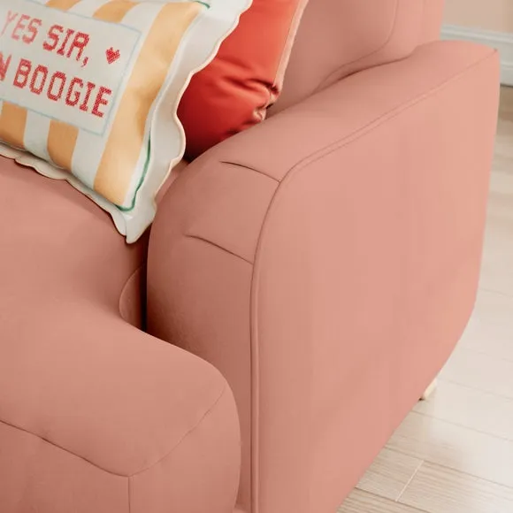 4-Seater Corner Sofa - Coral, Velvet