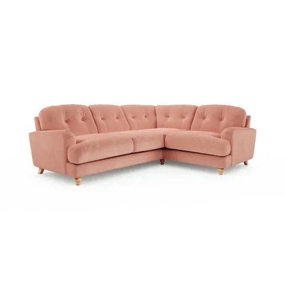 4-Seater Corner Sofa - Coral, Velvet