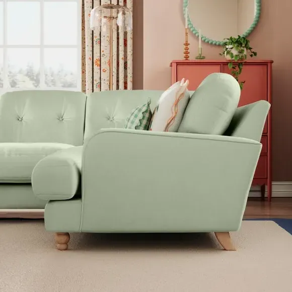 4-Seater Corner Sofa - Green, Velvet