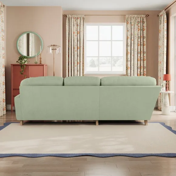 4-Seater Corner Sofa - Green, Velvet