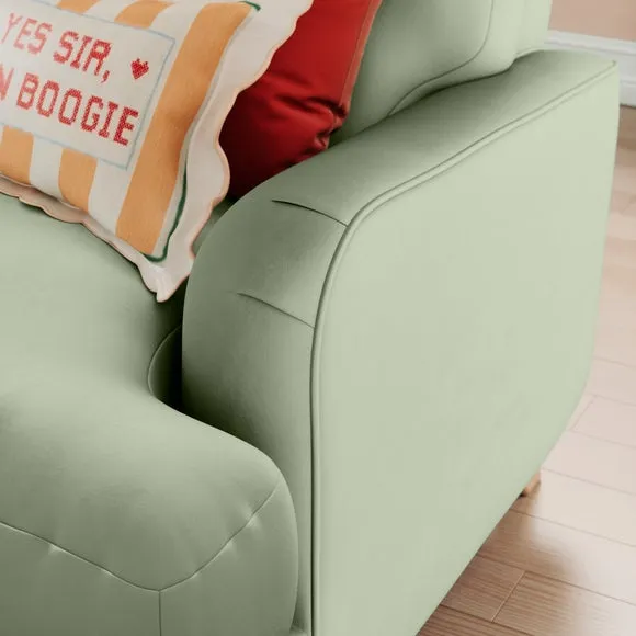4-Seater Corner Sofa - Green, Velvet