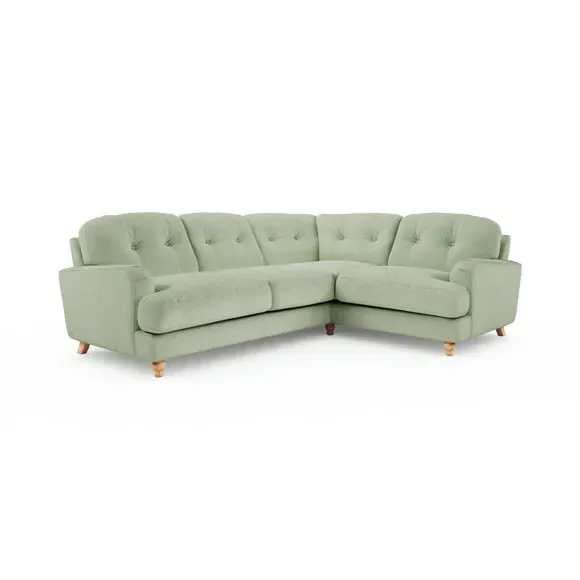 4-Seater Corner Sofa - Green, Velvet