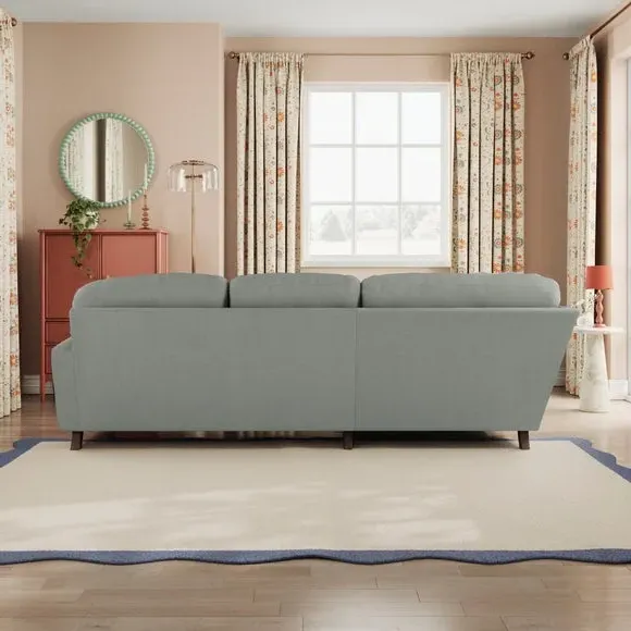 4-Seater Corner Sofa - Grey, Velvet