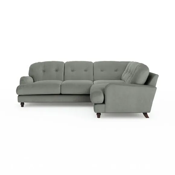 4-Seater Corner Sofa - Grey, Velvet