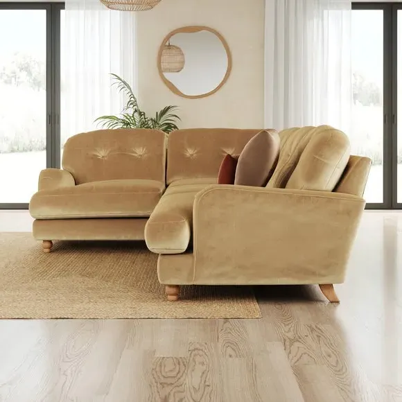 4-Seater Corner Sofa - Honey, Velvet