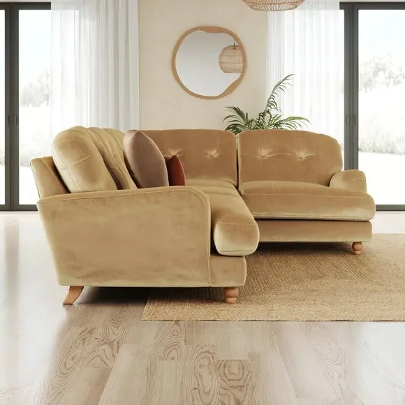 4-Seater Corner Sofa - Honey, Velvet