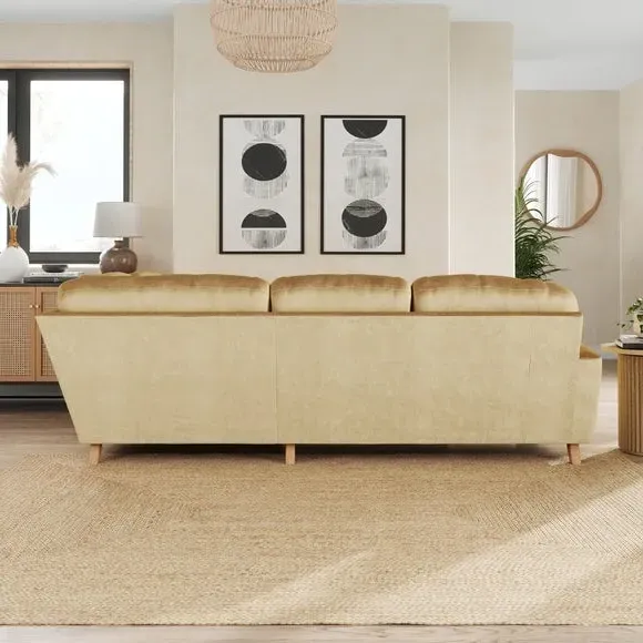 4-Seater Corner Sofa - Honey, Velvet