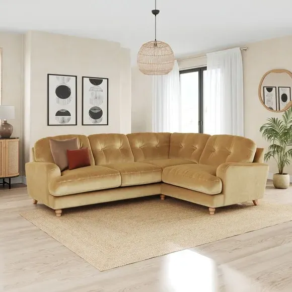4-Seater Corner Sofa - Honey, Velvet