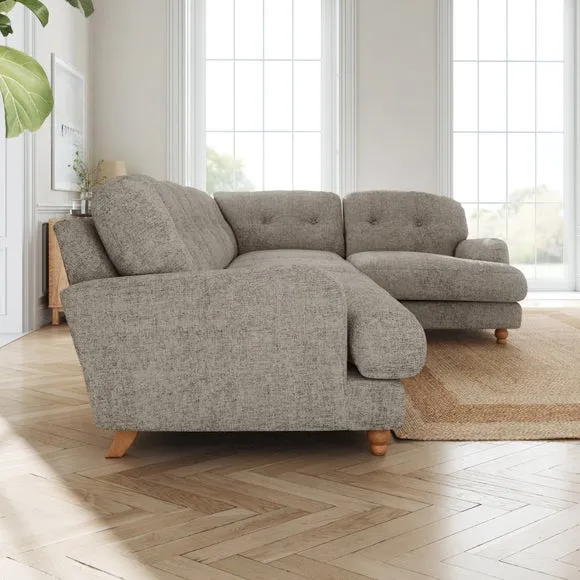 4-Seater Corner Sofa - Mushroom, Chenille