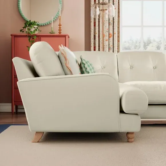 4-Seater Corner Sofa - Sand, Velvet