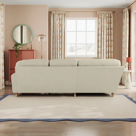 4-Seater Corner Sofa - Sand, Velvet