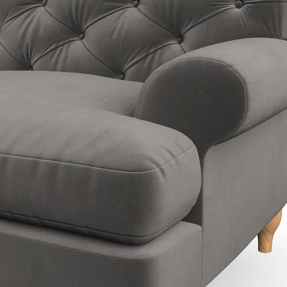 4-Seater Corner Sofa with Deep Buttons - Charcoal