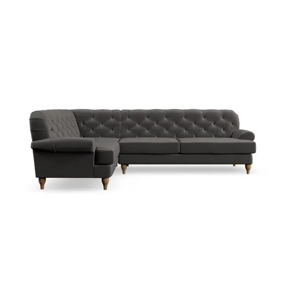 4-Seater Corner Sofa with Deep Buttons - Charcoal